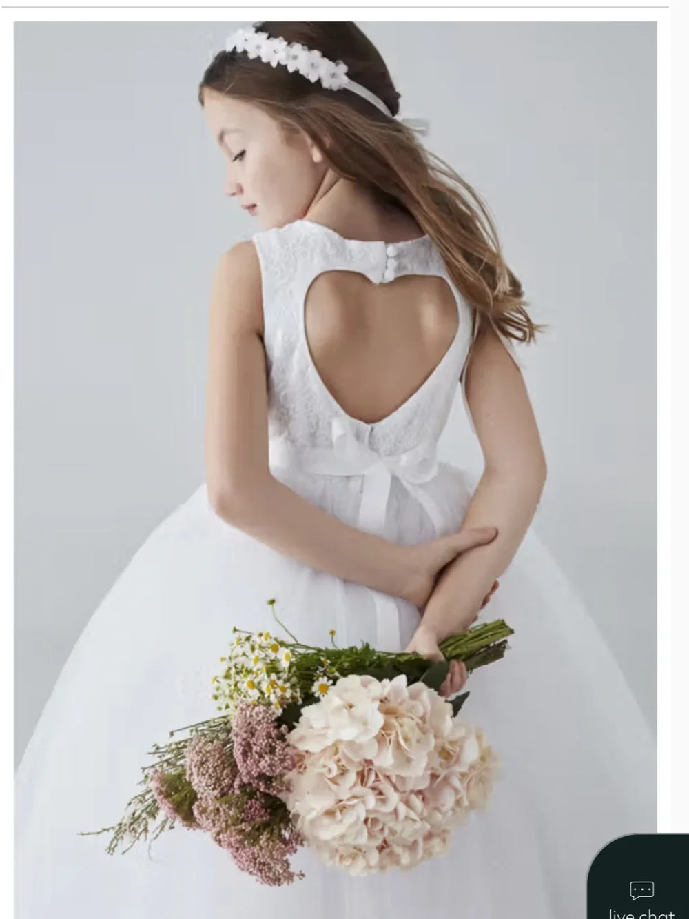 David’s Bridal Ball Gown Flower Girl Dress with Heart Cutout STYLE# RK1368